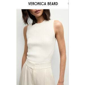 NWT Veronica Beard Sid Off-White Crew-Neck Knit Tank Top M